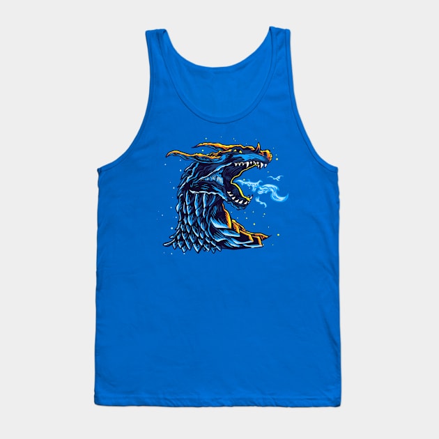 blue dragon head Tank Top by Mako Design 